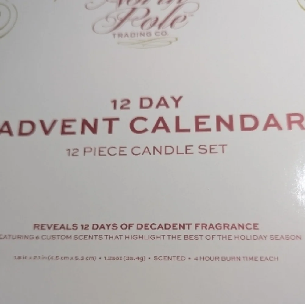 North Pole Trading Co 12 Day Advent Calendar Candle Set - Red